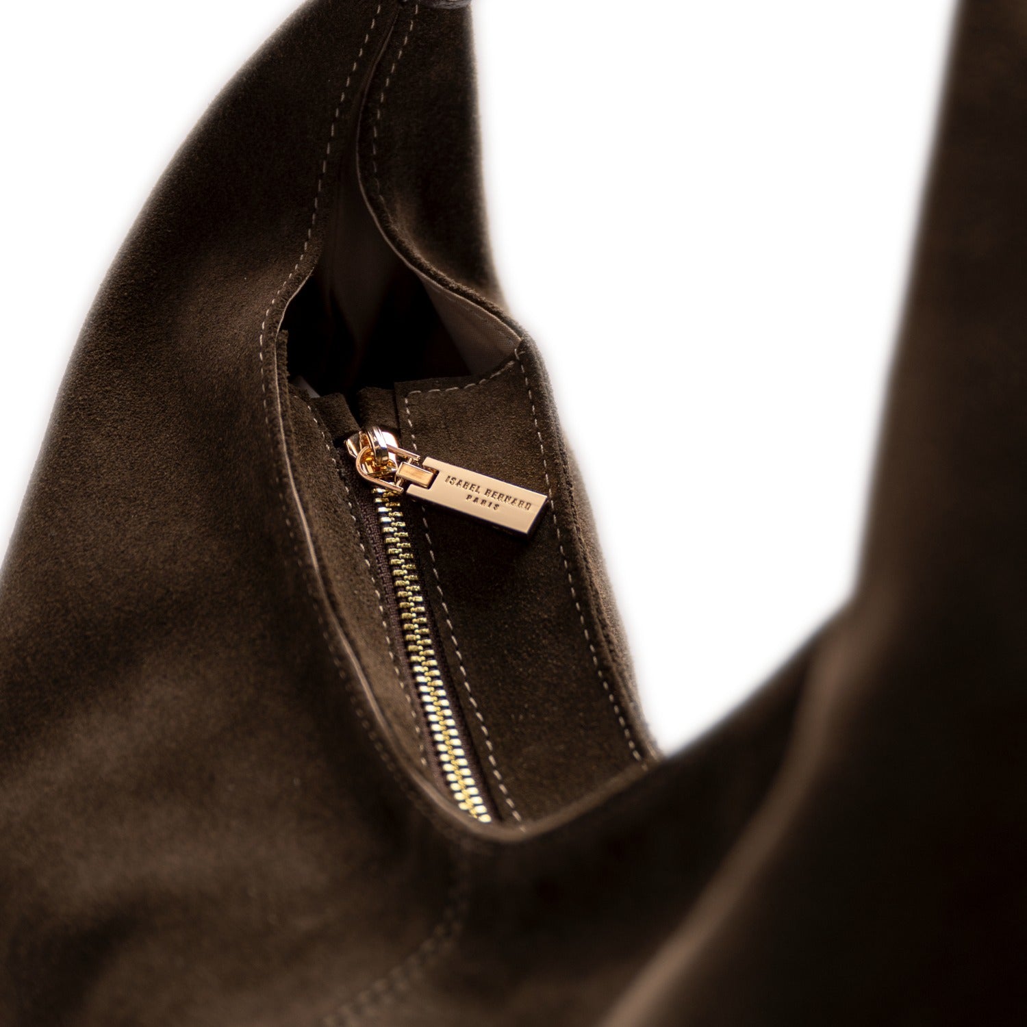 Isabel Bernard Honoré Grace dark brown suede shoulder bag IB25093-131