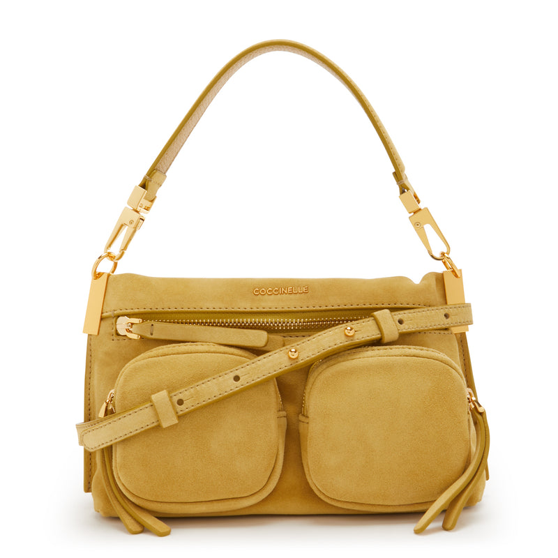 Coccinelle Hyle Yellow Suede Handbag E1PH7180201G09-zoom-