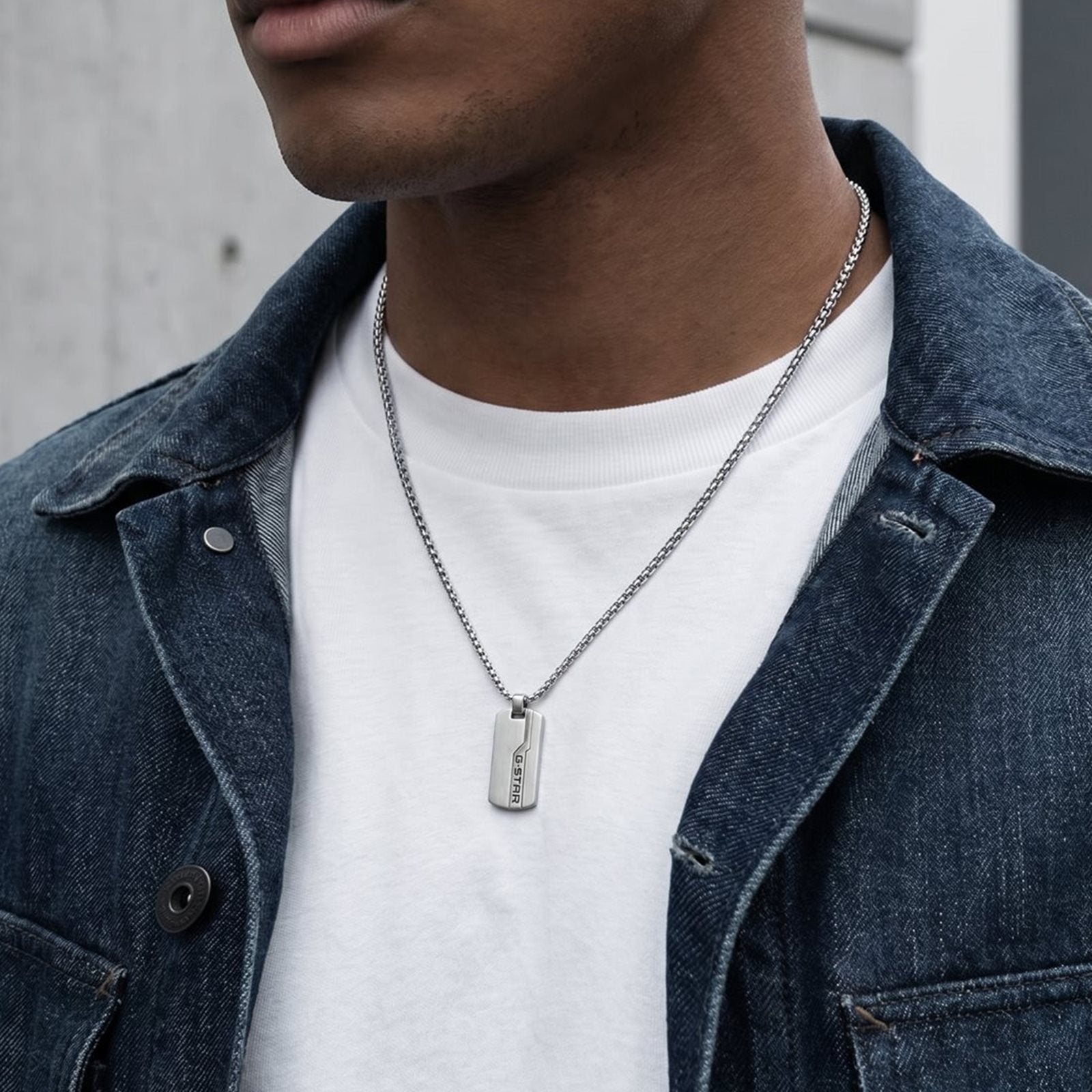 G-STAR Unistrial Silver Box Chain Necklace GSJ.112.01