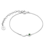 Violet Hamden Luna 925 Sterling Zilveren Armband met Maan en Groene Zirkonia Steentje VH320030