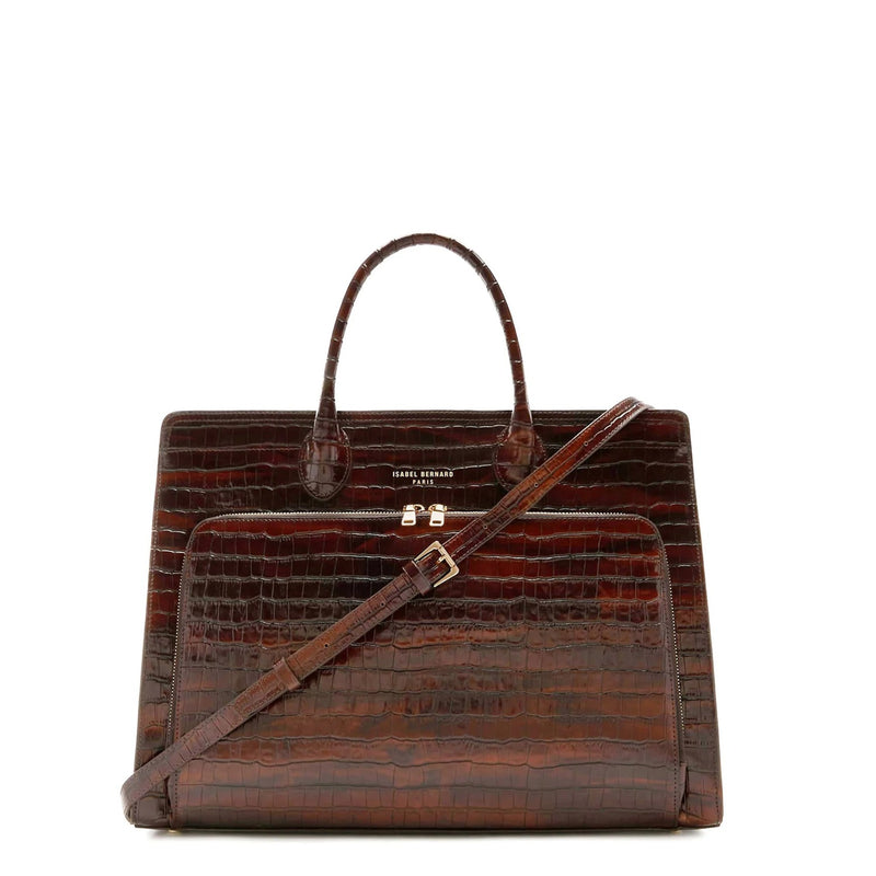 Isabel Bernard Honoré Nadine Croco Bruine Handtas van Kalfsleer IB25034-zoom-
