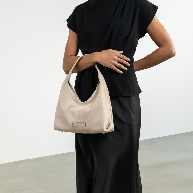 Isabel Bernard Honoré Grace mini crème suède handtas IB21132-170-zoom-