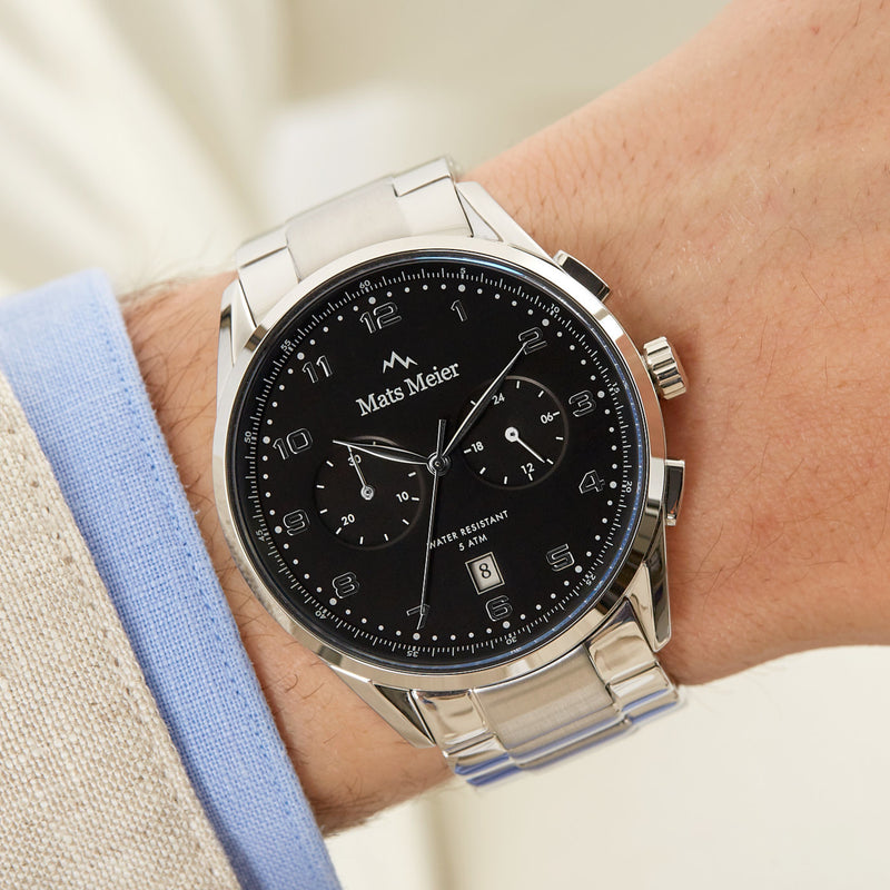 Mats Meier Mont Vélan Chrono Zwart/Zilverkleurig horloge MM10004-zoom-