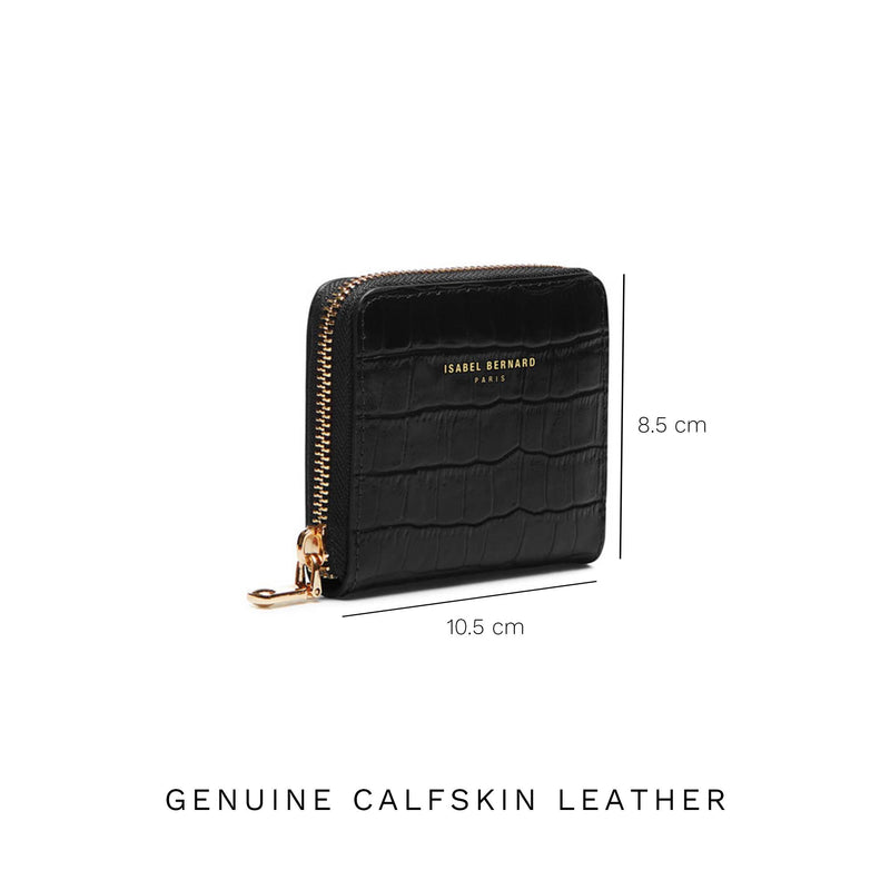 Isabel Bernard Honoré Jules Zwarte Croco Ritsportemonnee IB23107-zoom-