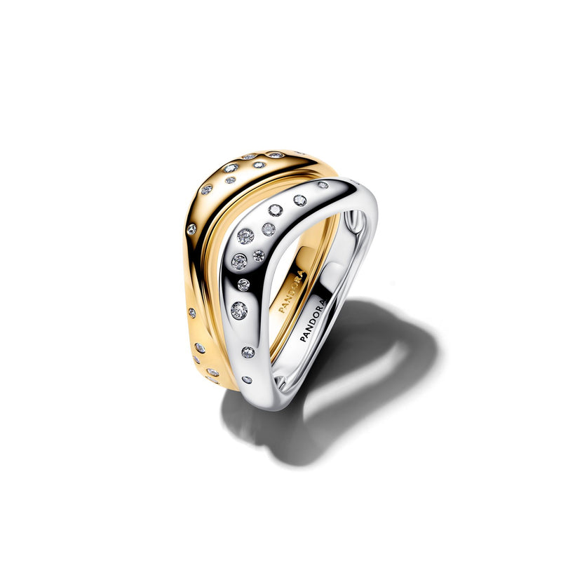 Pandora Essence Verguld Organisch Gevormd Tweekleurige Stacking Rings 164674C01-zoom-