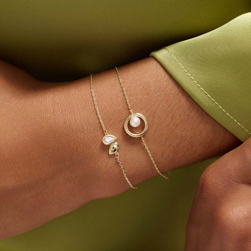 Beloro Jewels Regalo d'Amore 9 karaat gouden ketting en armband cadeauset met parel BO90018-zoom-