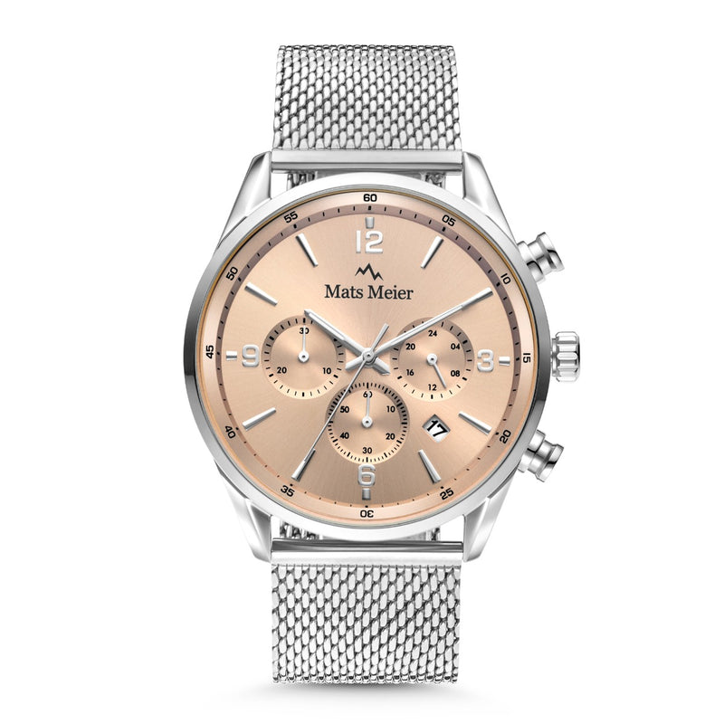 Mats Meier Grand Cornier Chronograaf Herenhorloge Zilverkleurig met Taupe MM00134-zoom-