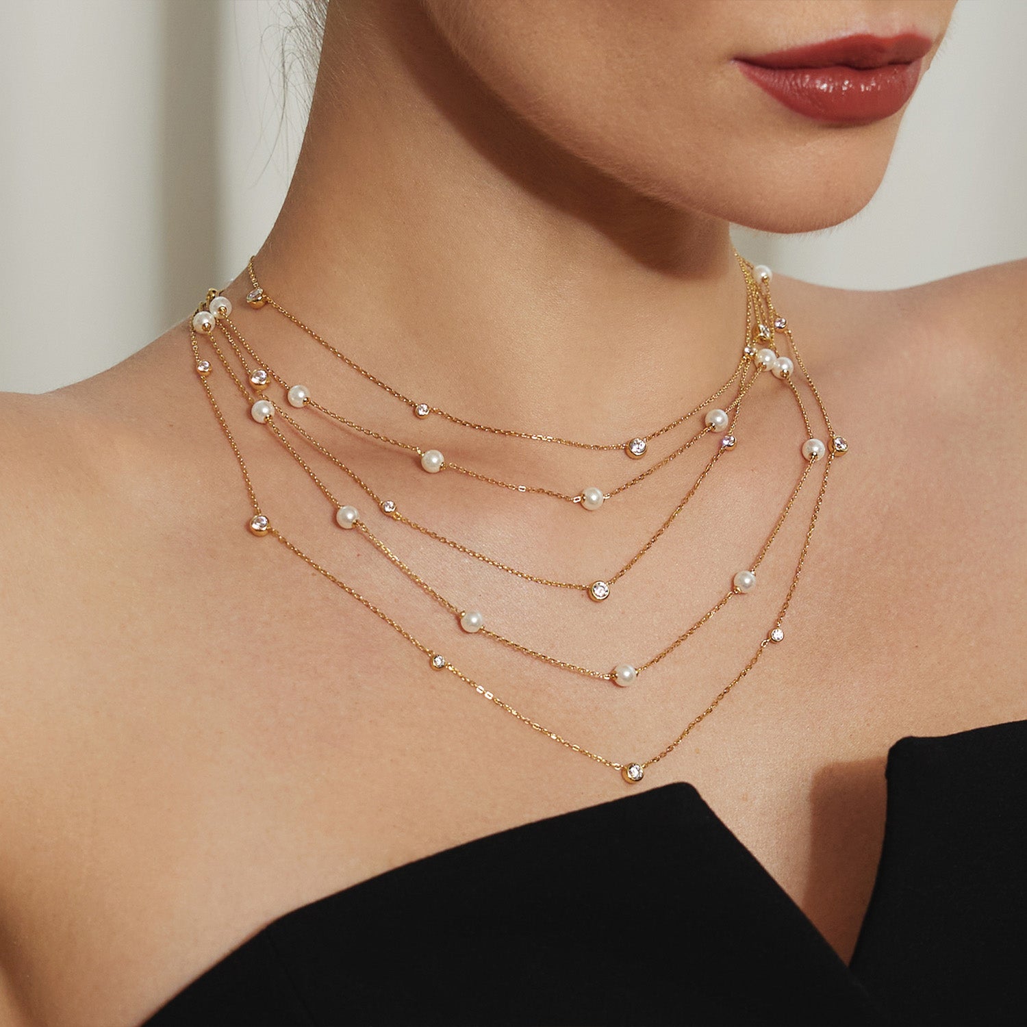 Ania Haie Miss Dainty Gold Coloured Pearl Necklace AH-N065-03G