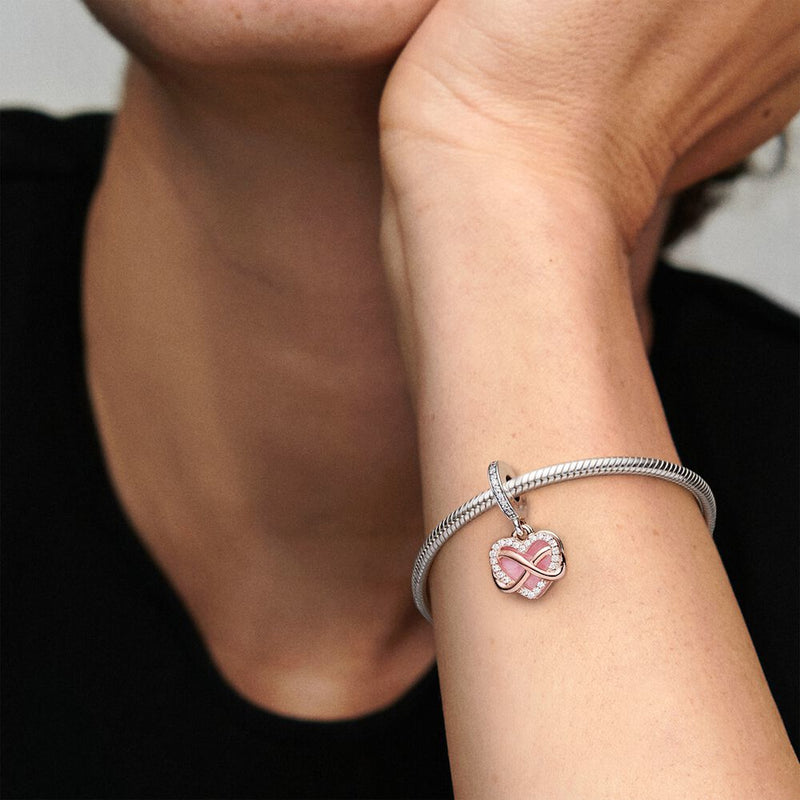 Pandora Moments 925 Sterling Silver Infinity Heart Charm with 14 Carat RoseGold Plating 788878C01-zoom-