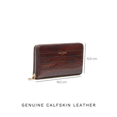 Isabel Bernard Honoré Léa Croco Brown Zip Wallet IB23006