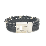 Josh Black Natural Stone Bracelet 25035SL/BLCK/MED