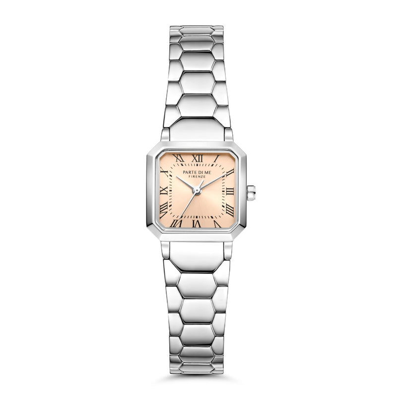 Parte di Me Orologio vierkant dameshorloge zilverkleurig en taupe PDM09028-zoom-