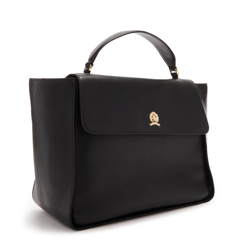 Tommy Hilfiger Crest Black Leather Handbag AW0AW15702BDS-zoom-