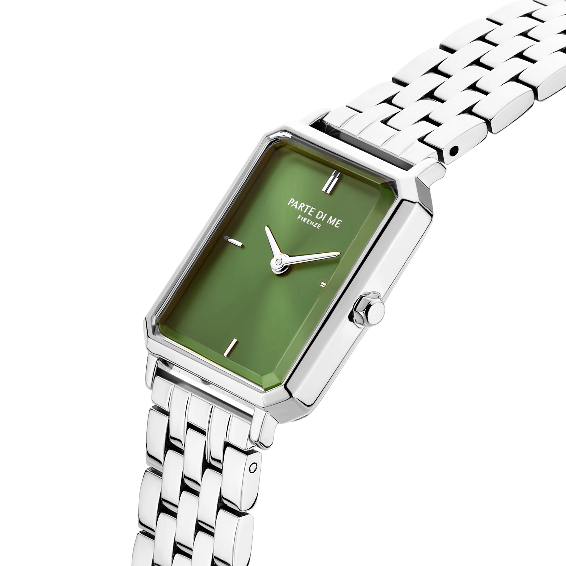 Parte Di Me Orologio Rechthoekig Women'sWatch Silverlcoloured and Green PDM09005
