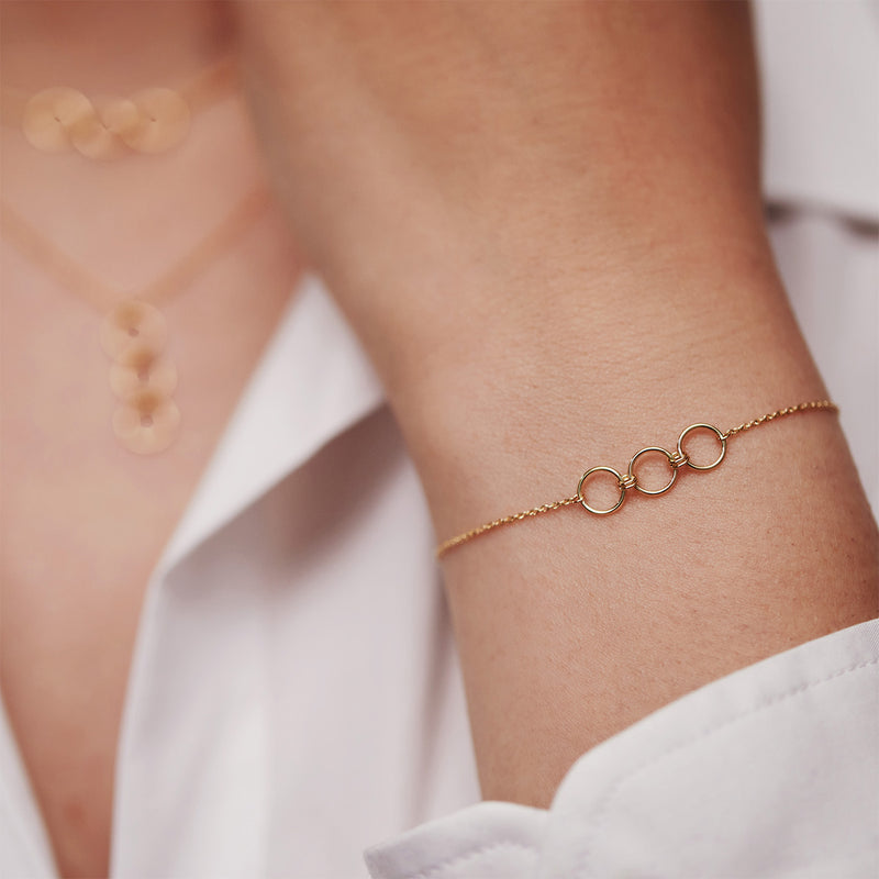 Isabel Bernard 14 Karaat Gouden Belleville Anna Armband IB320025 (Lengte: 16.00-18.00 cm)-zoom-