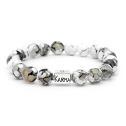 Karma 925 Sterling Silver Black/White Maddox Silver Bead Bracelet 96081 (Length 21.00 cm)