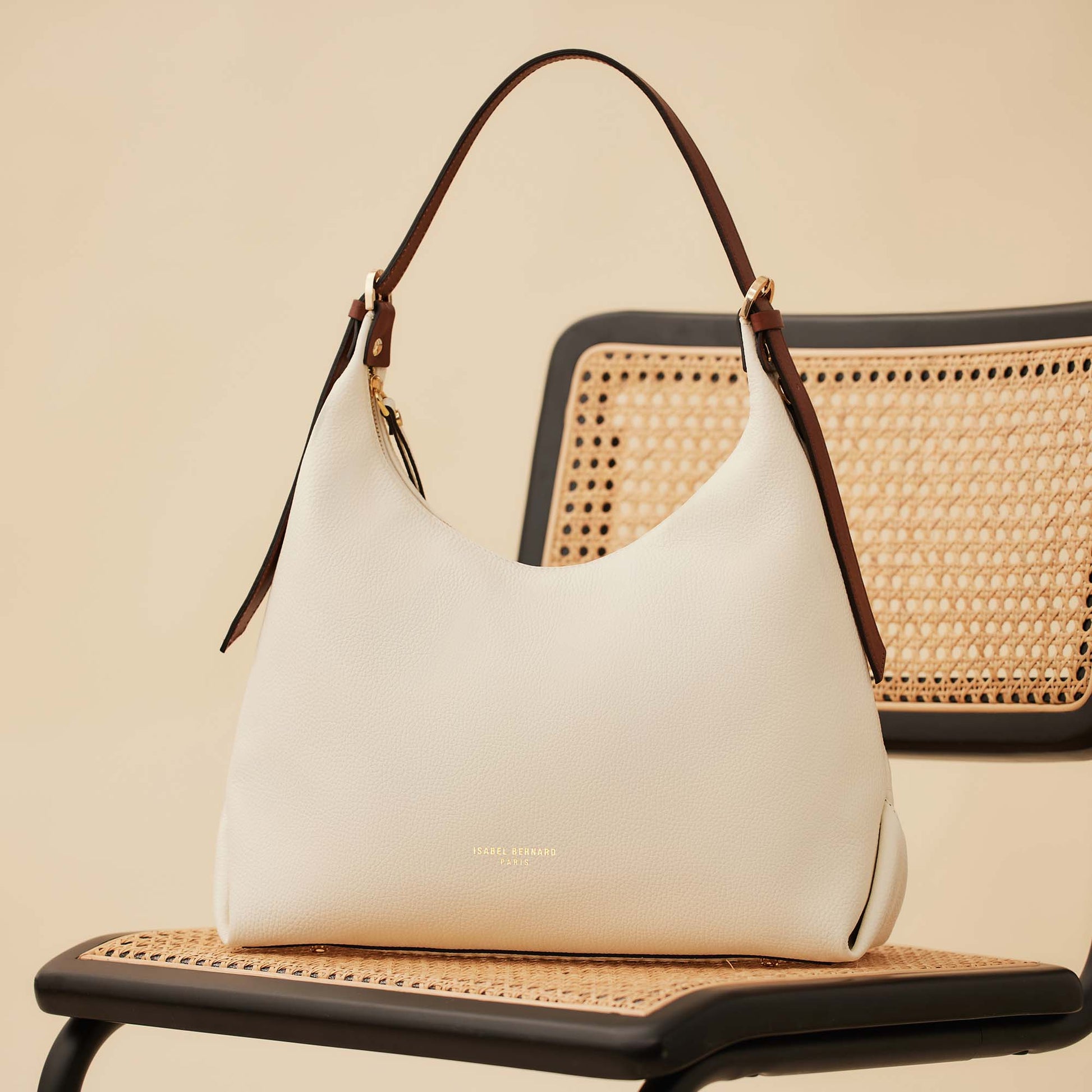 Isabel Bernard Honoré Muriel Crème Calfskin Shoulder Bag IB25075-070