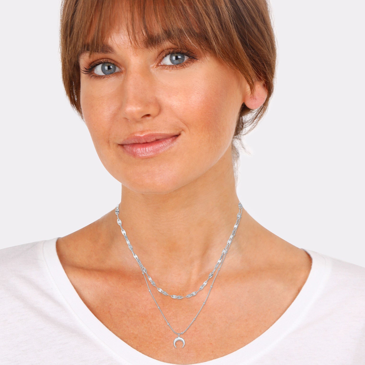 Elli 925 Sterling Silver Layered Link Chain Necklace 2004-BF-0008191-001
