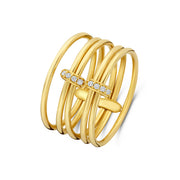Isabel Bernard Cour d'Honneur Adora 14 karat golden 5-piece multiring with zirkonia stones ib330106-56