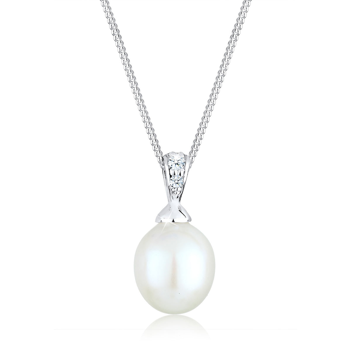 Elli 925 Sterling Silver Pearl Necklace with Diamond (0.04 ct) 2004-BF-0007551-001