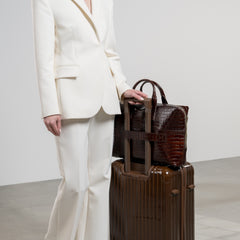 Isabel Bernard Honoré Anique Croco Brown Calfskin Handbag IB25073