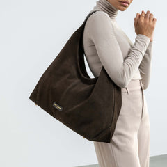 Isabel Bernard Honoré Grace dark brown suede shoulder bag IB25093-131