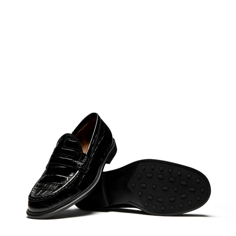 Isabel Bernard Vendôme Blandine Croco Zwarte Kalfsleren Loafers IB51015-201-38-zoom-