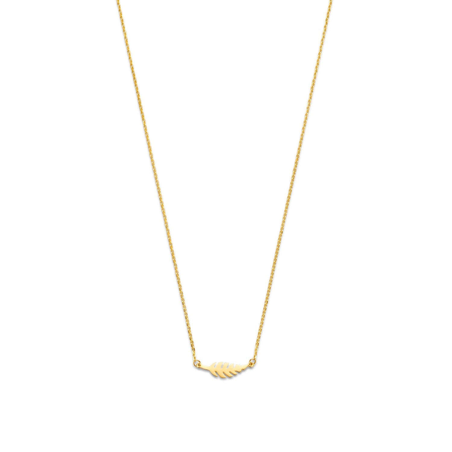Isabel Bernard Cadeau d'Isabel 14 karat gold necklace and ear studs gift set with feather IB90186