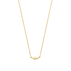 Isabel Bernard Cadeau d'Isabel 14 karat gold necklace and ear studs gift set with feather IB90186
