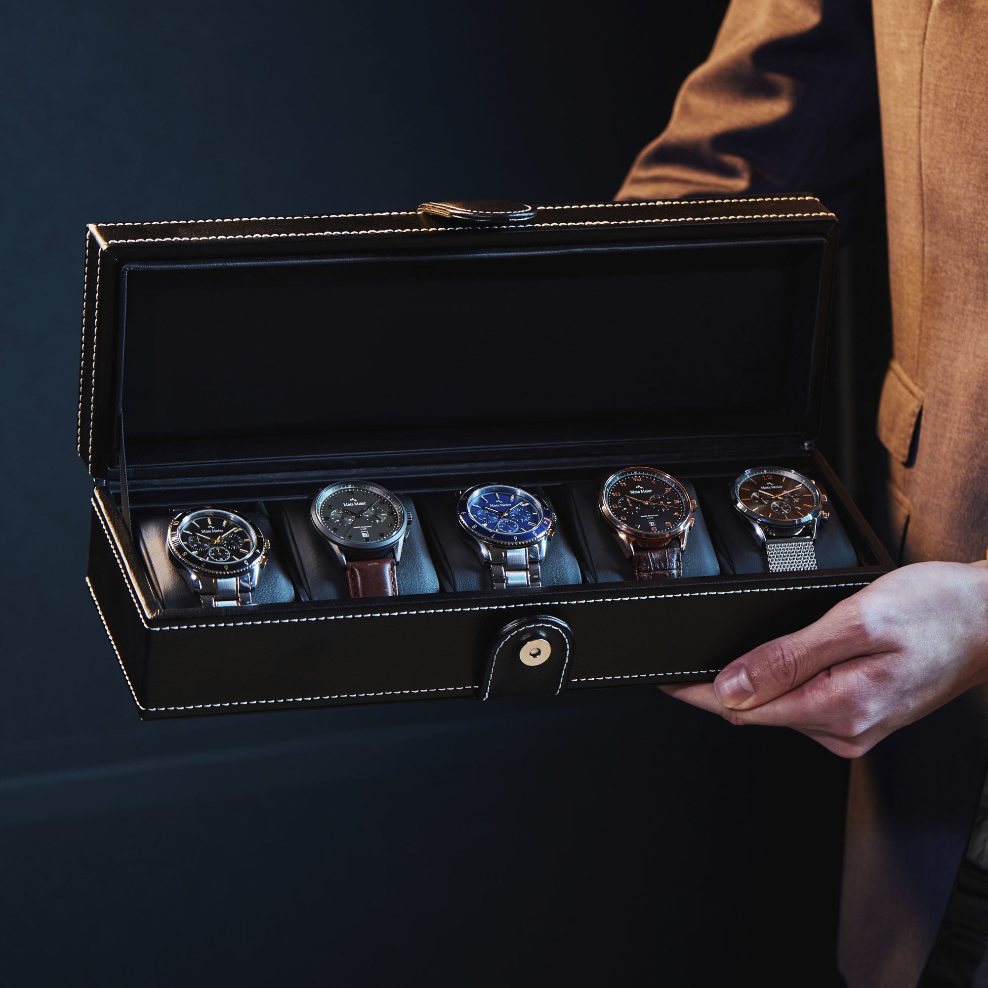 Mats Meier Mont Fort Black Watchbox voor 5 Watchs
