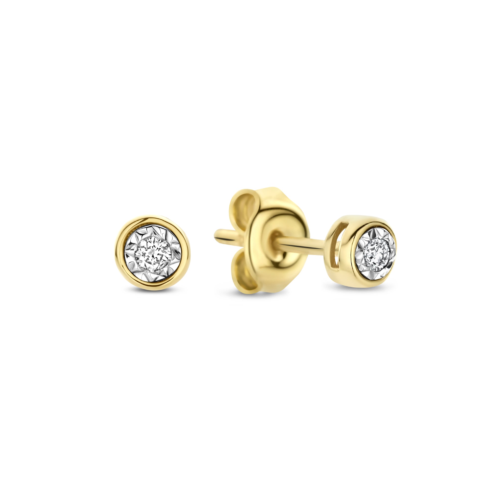 Isabel Bernard De La Paix Inaya 14 Carat Golden Ear Studs | diamond 0.04 ct | IBD360026