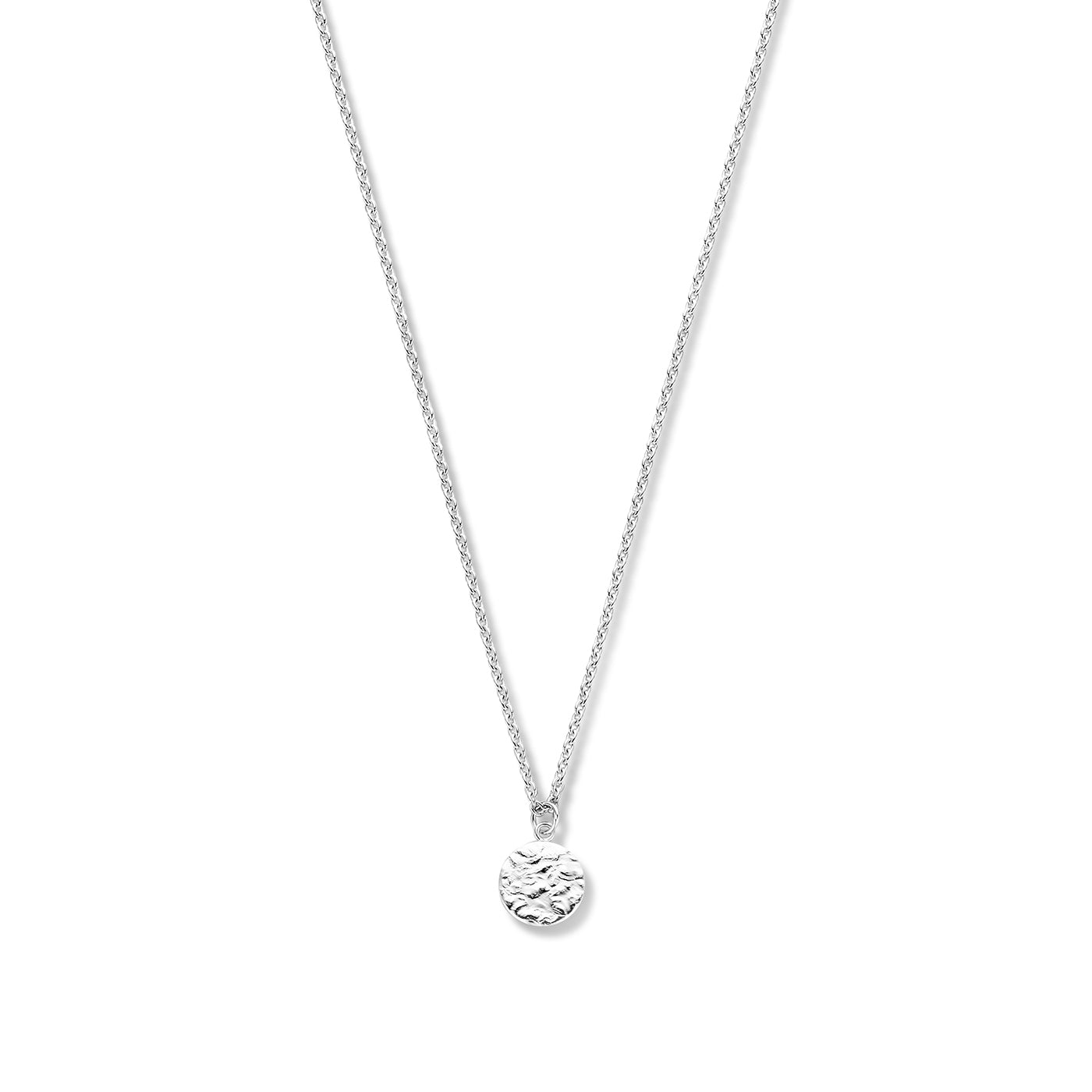 Violet Hamden Luna 925 Sterling Silver Full Moon Hammered Necklace VH14008 (Length: 45.00 cm)