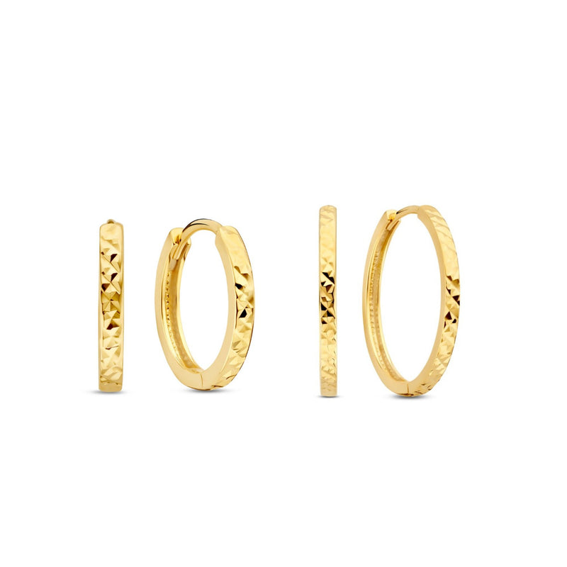 Beloro Jewels Regalo d'Amore 9 karaat gouden oorringen cadeauset met diamantgeslepen afwerking BO90042-zoom-