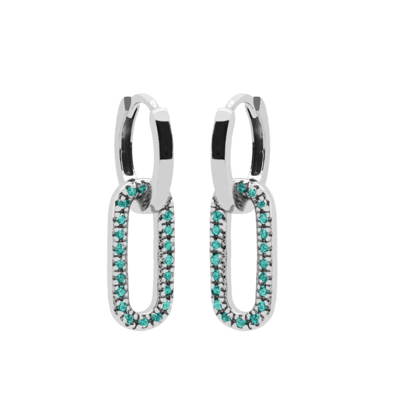 Karma 925 Sterling Silver Summer Fling Turquoise Hoop Earrings H187S-T-zoom-