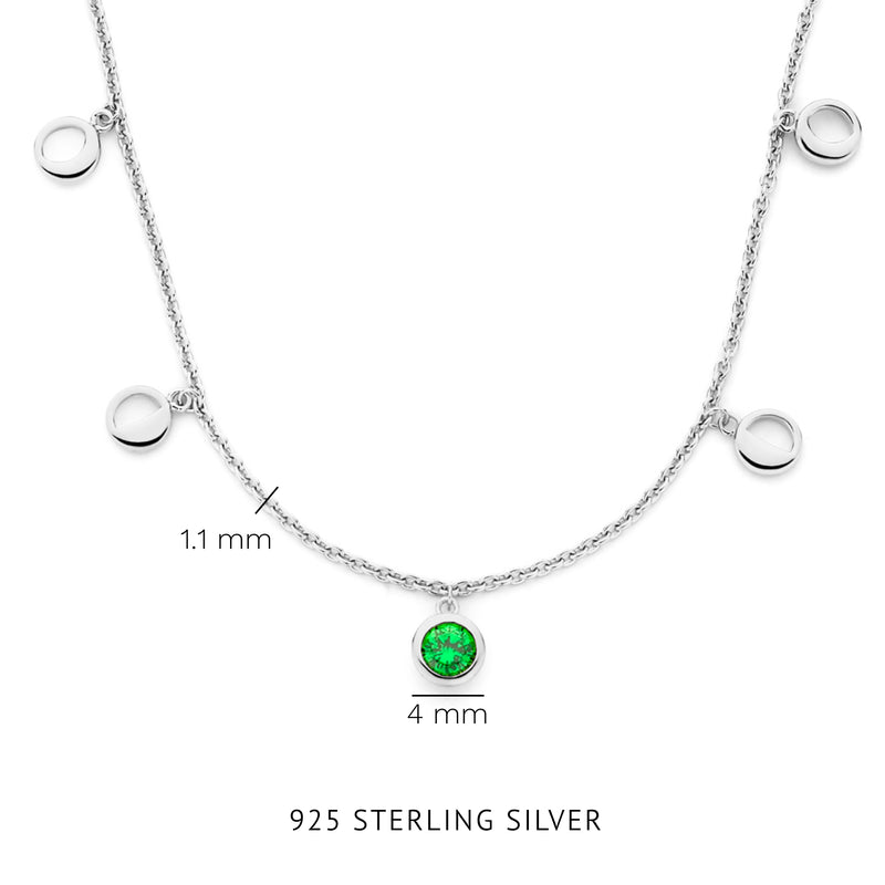 Violet Hamden Luna 925 Sterling Zilveren Ketting met Manen en Groene Zirkonia Steentje VH340041-zoom-