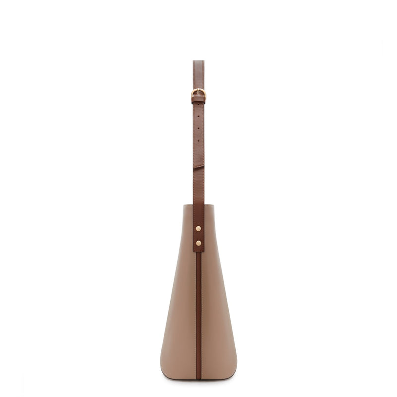 Isabel Bernard Honoré Lora Taupe Leren Schoudertas van Kalfsleer IB25085-378-zoom-