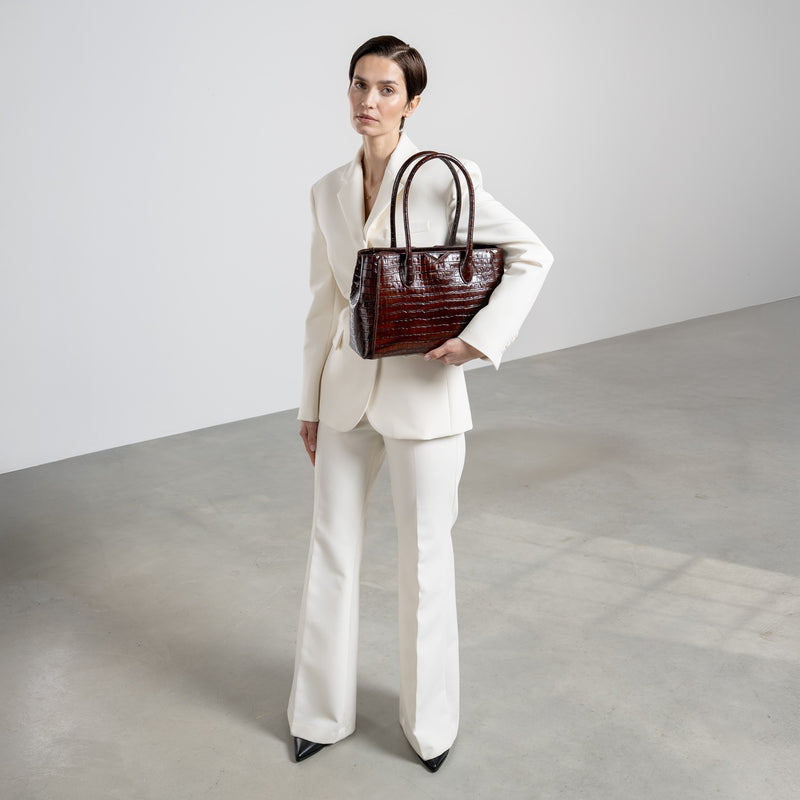 Isabel Bernard Honoré Cloe Midi Croco Bruine Kalfsleren Handtas IB25082-230-zoom-