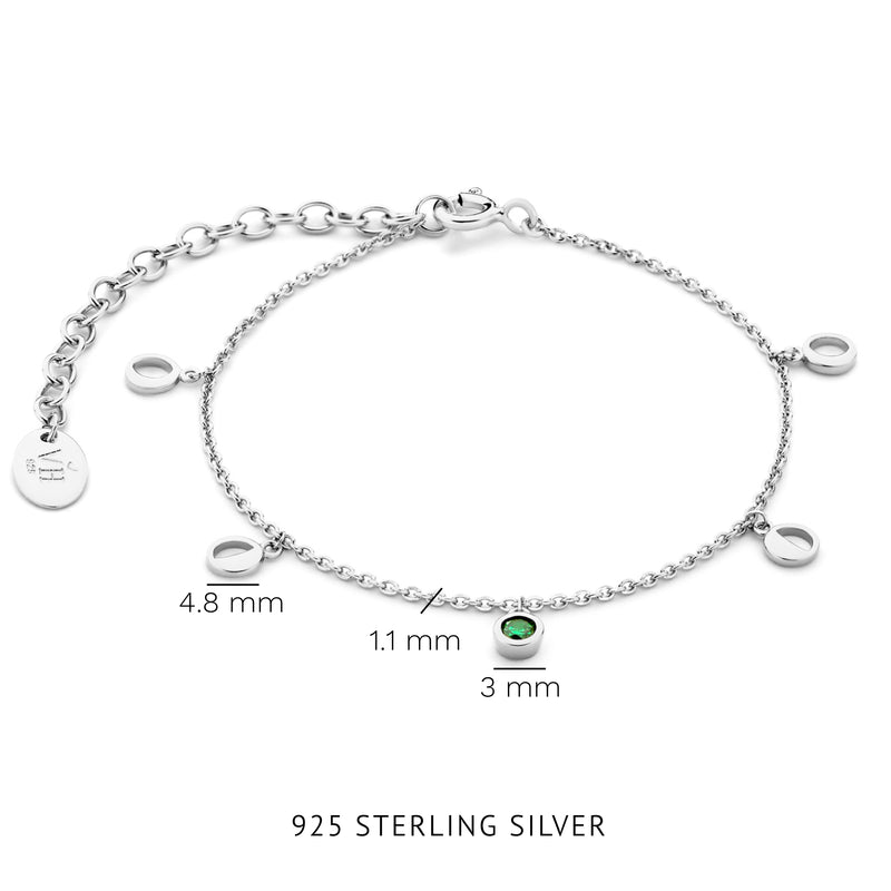 Violet Hamden Violet's Gift 925 Sterling Zilveren Armband en Oorknoppen Giftset met Groene Zirkonia Steentjes VH90061-zoom-