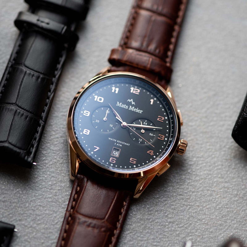 Mats Meier Mont Vélan Chrono Zwart/Bruin horloge MM10001-zoom-