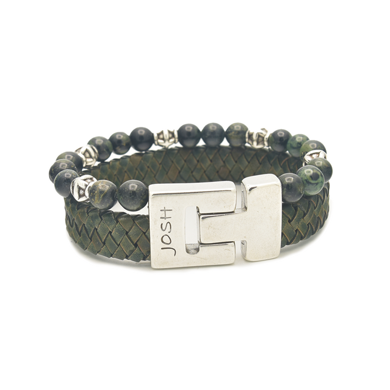 Josh Green Natural Stone Bracelet 25035SL/GRNN/MED-zoom-