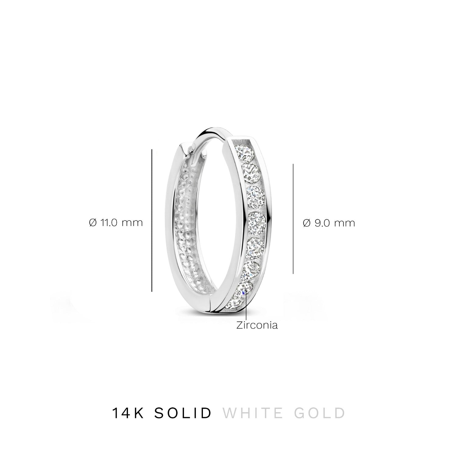 Isabel Bernard Saint Germain Tiphaine 14 Carat Whitegold Hoop EarringswithZirconia IB360094