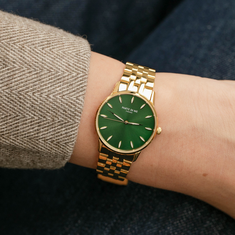Parte Di Me Orologio rond dames horloge goudkleurig en groen PDM09046-zoom-