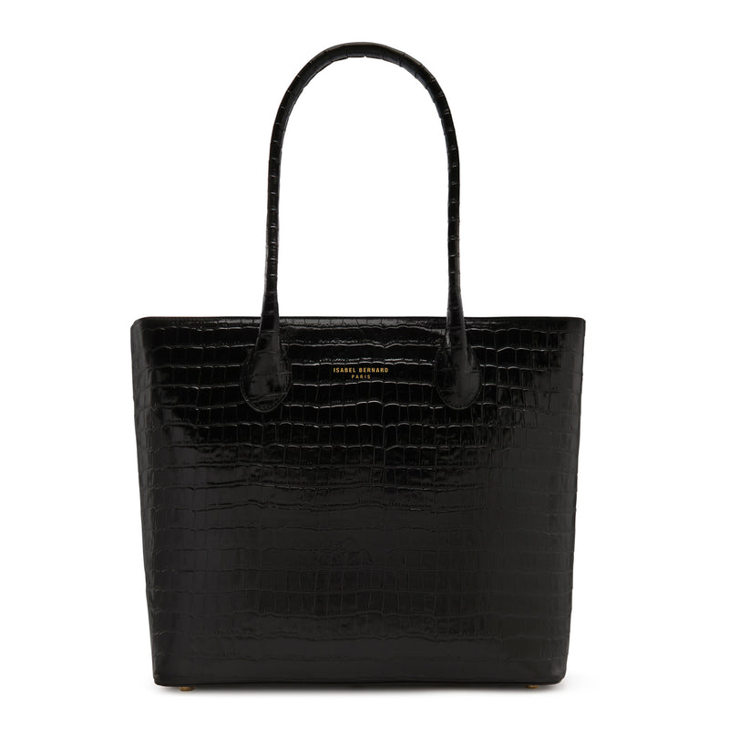 Isabel Bernard Honoré Lysanne Croco Zwarte Kalfsleren Shopper IB25024-zoom-