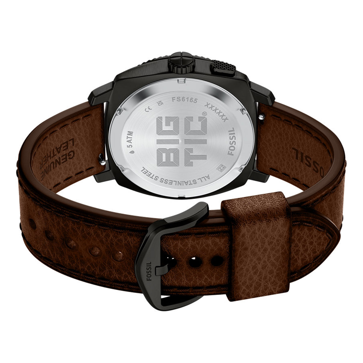 Fossil Machine Big Tic Round Black Dial Watch FS6165