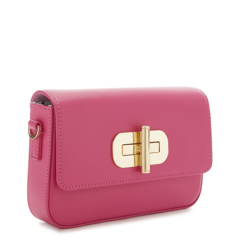 Tommy Hilfiger Turnlock Pink Leather Shoulder Bag AW0AW15091T1K-zoom-