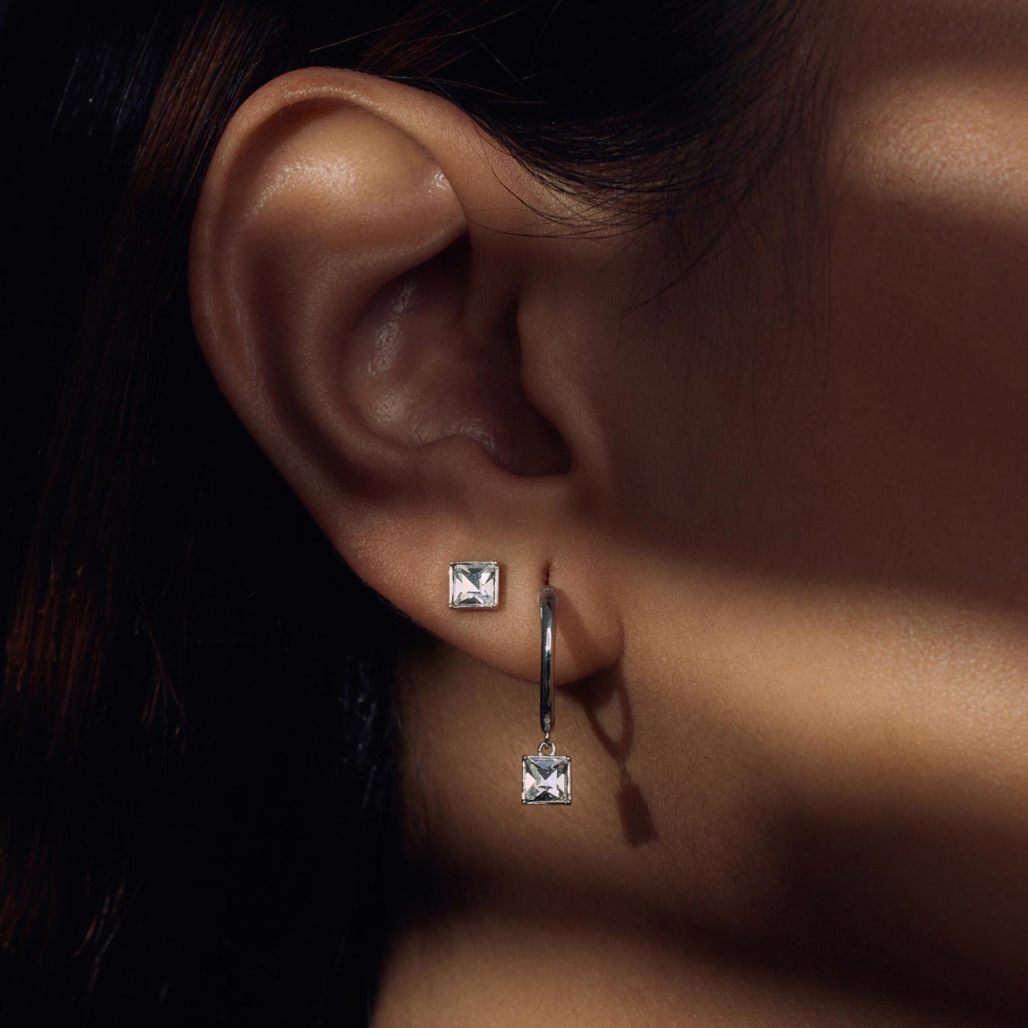 Parte Di Me Cento Luci Perla 925 sterling silver ear studs with preciosa crystal PDM36149