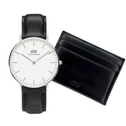 Daniel Wellington Herenhorloge En Zwarte Leren Kaarthouder Giftset DW00590019