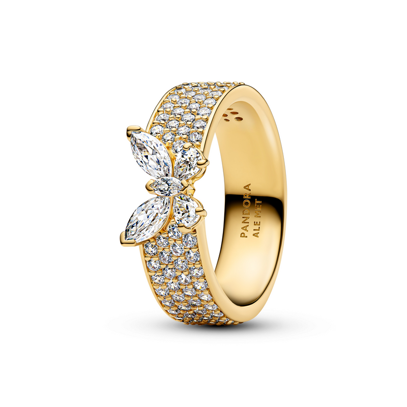 Pandora Timeless Gold Plated Sparkling Butterfly Bold Ring 164270C01-58-zoom-