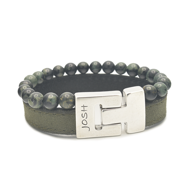 Josh Green Natural Stone Bracelet 25039SL/GRNN/MED-zoom-