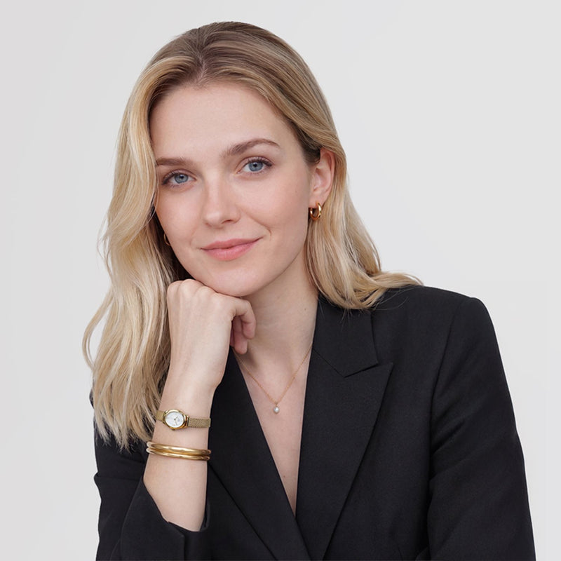 Daniel Wellington Ophelia Mini Mesh Witte Goudkleurige Dameshorloge DW00100939-zoom-